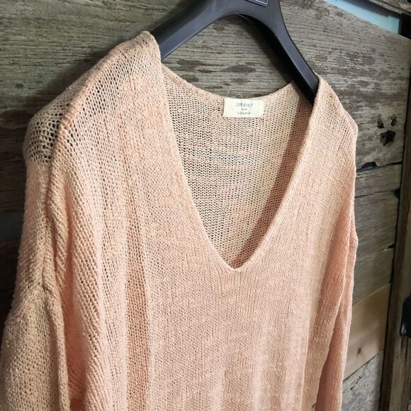 𝅺zara Knit Size Med Pink V-Neck Open Weave Sweater - Picture 2 of 4